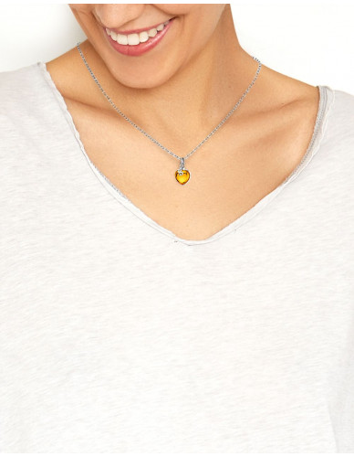 Djai Herzanhänger Amber orange rhodiniert