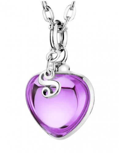 Djai Herzanhänger Amethyst violett rhodiniert