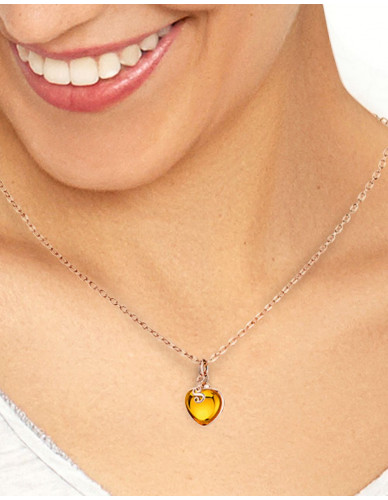 Djai Herzanhänger Amber orange rosevergoldet