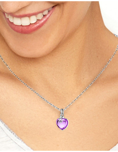 Djai Herzanhänger Amethyst violett rhodiniert