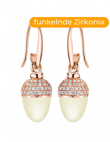 Ryra I Ohrschmuck I Moon weiss I Silber rosévergoldet