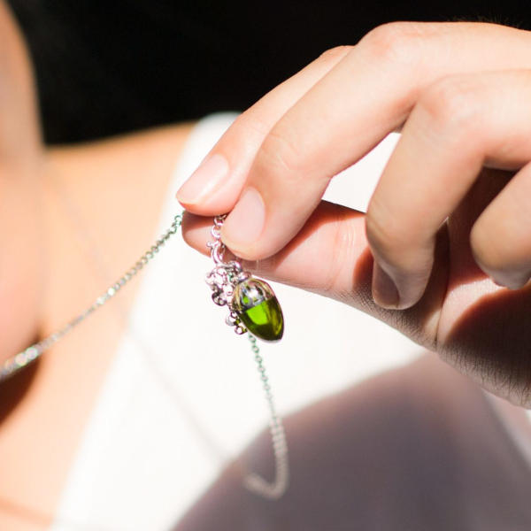 Sabay Jewels Set Silberkette und Charm Mali in Emerald-Grün